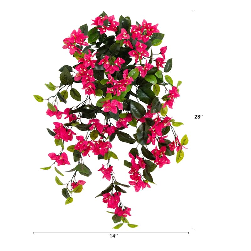28-in UV Resistant Artificial Bougainvillea Hanging Plant - Set of 2