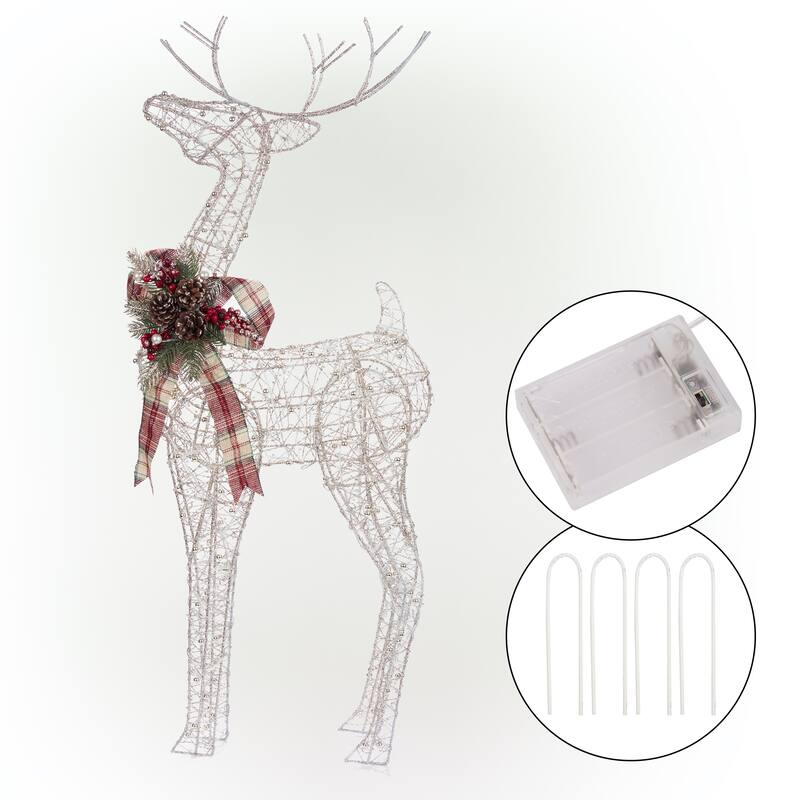 Alpine Corporation Gold Wire Holiday Decor Reindeer with Warm White LED Lights