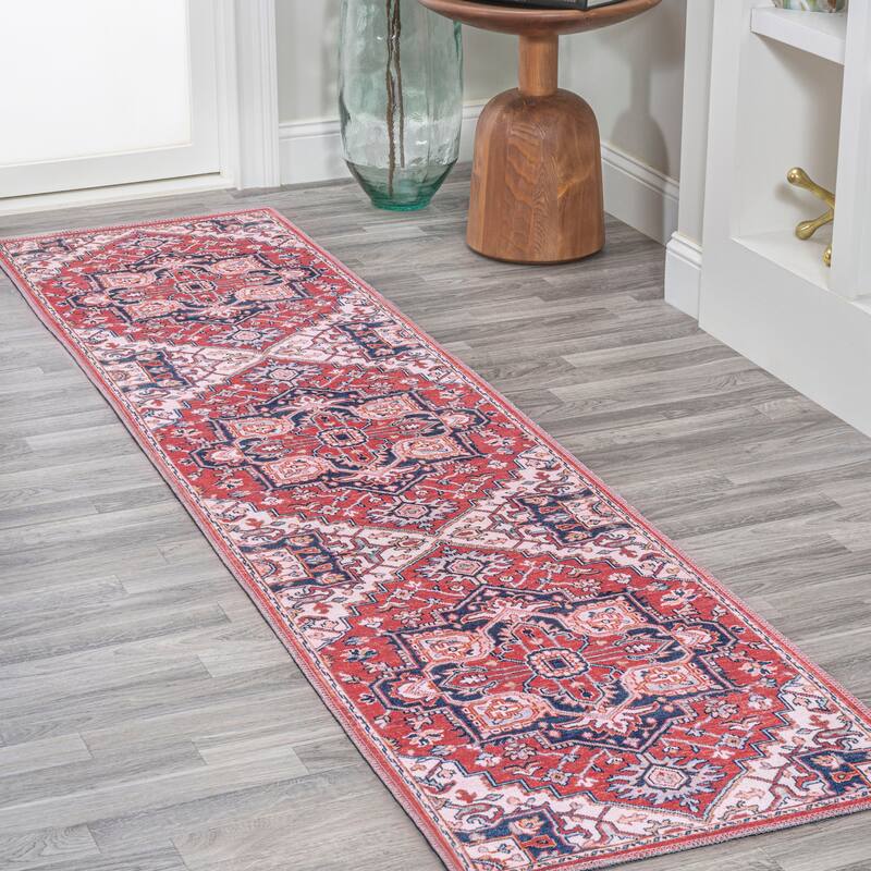 JONATHAN Y Victoria Ornate Large Medallion Machine Washable Area Rug