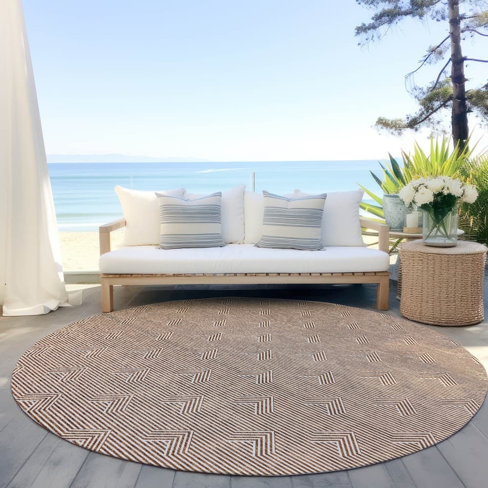 Machine Washable Indoor/ Outdoor Chantille Contemporary Stripe Rug