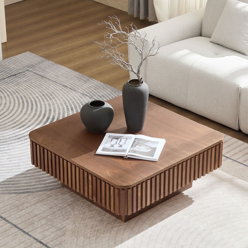 Modern Handcraft Drum Coffee Table Square Coffee Table for Living Room,Lift Top Wooden Coffee Table with Hidden Storage Space