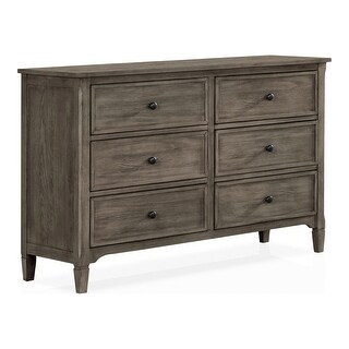 Lanister Transitional Warm Grey 48-inch Wide 6-Drawer Solid Wood Dresser by Furniture of America