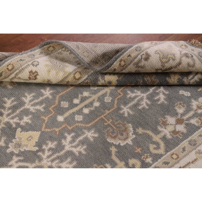 Gray Oushak Oriental Area Rug Handmade Floral Wool Carpet - 3'11" x 6'0"