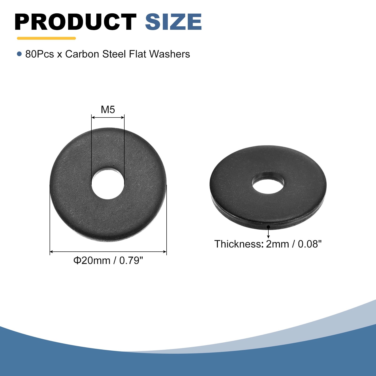 Carbon Steel Flat Washers, Black Oxidized Grade 8.8 Washer