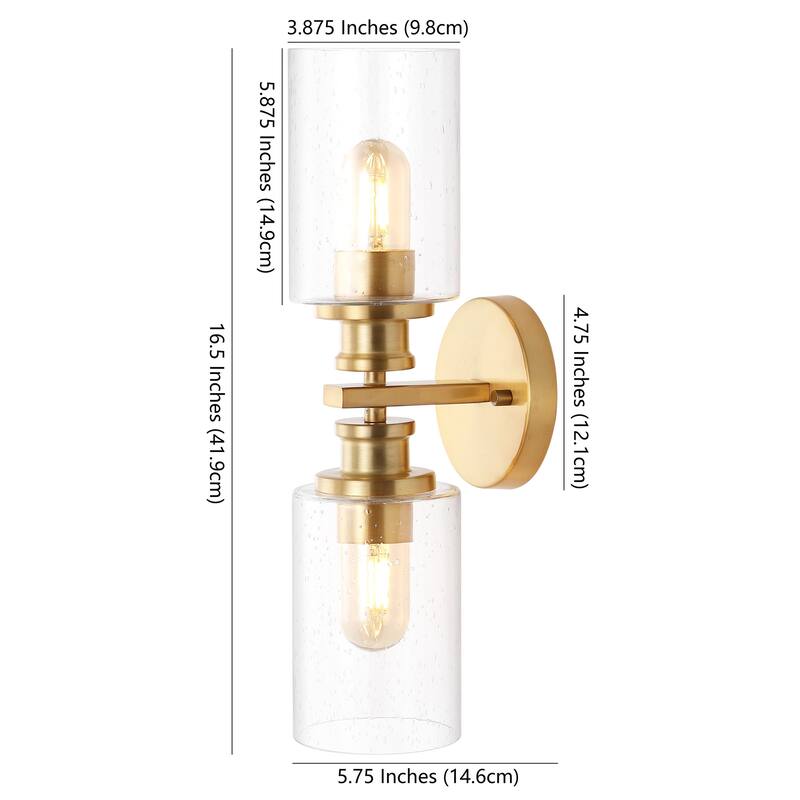 JONATHAN Y Lighting JYL7577 Jules Edison 2 Light 17" Tall LED Bathroom