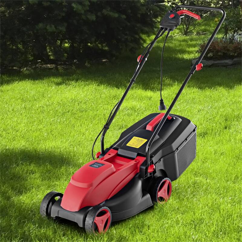 10-AMP Electric Lawn Mower with 13" Cutting Width, Adjustable Heights & 25L Grass Collection Box - 45" x 16" x 35"
