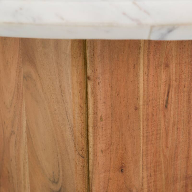 Dillinger Modern White Marble & Mango Wood Coffee Table