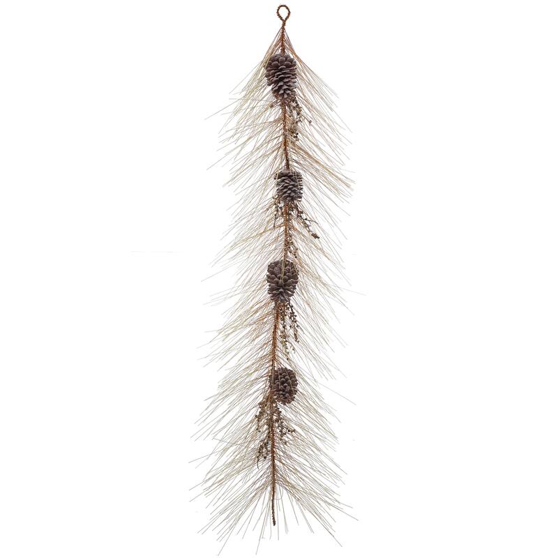 48" Uv Longleaf Vintage Pine Garland With Cone