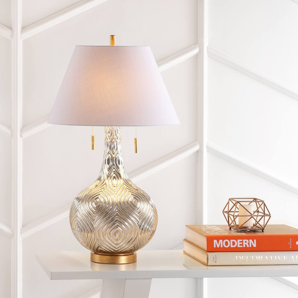 Copenhagen 30.75" Gourd Glass LED Table Lamp, Mercury Silver/Gold by JONATHAN Y