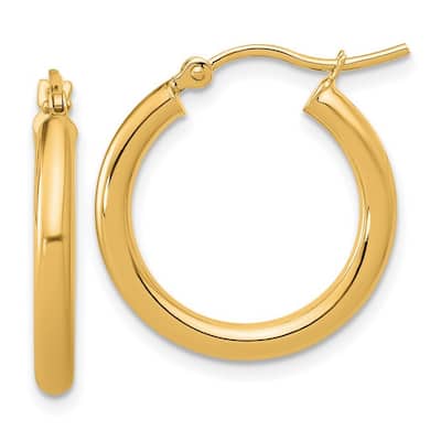Curata 14k Yellow Gold Polished Lightweight Tube Hoop Earrings - 20x21mm