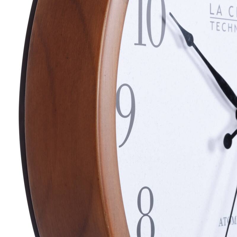 La Crosse Technology 12.8" Wood Atomic Clock in Walnut