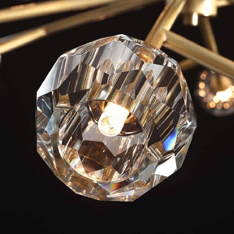 9/15/18-Light Modern Glam Gold Large Sputnik Cluster Crystal Globe Chandelier with Crystal Globe Shade