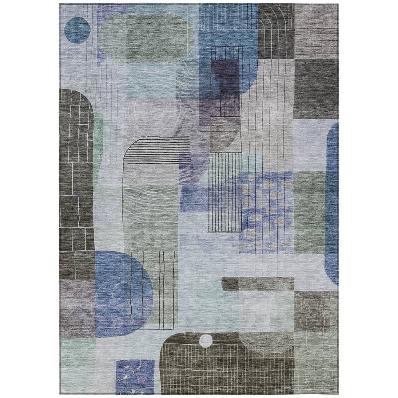 HomeRoots Abstract Transitional Rectangle Outdoor Rug