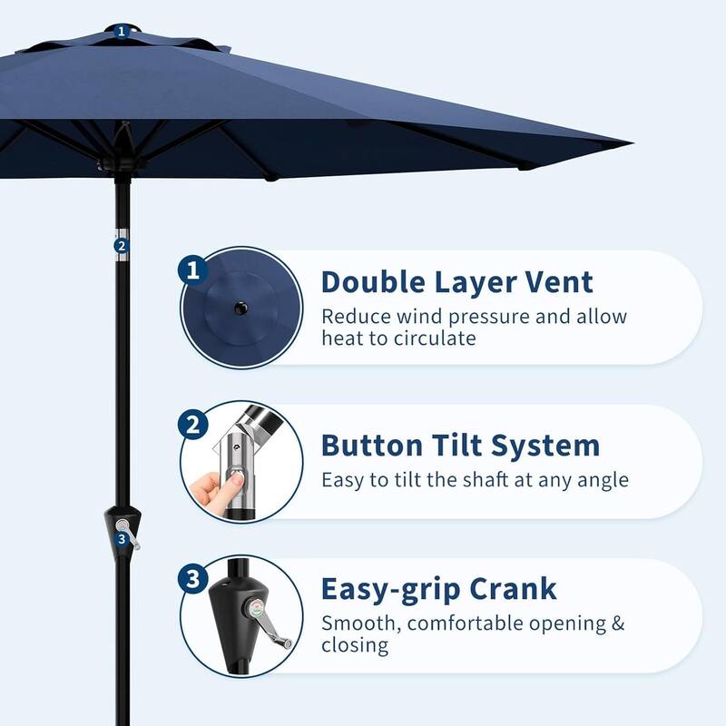 10FT Patio Umbrella with Smooth Crank Lift UV Protection Waterproof for Pool, Deck, Yard, Garden (No Base)