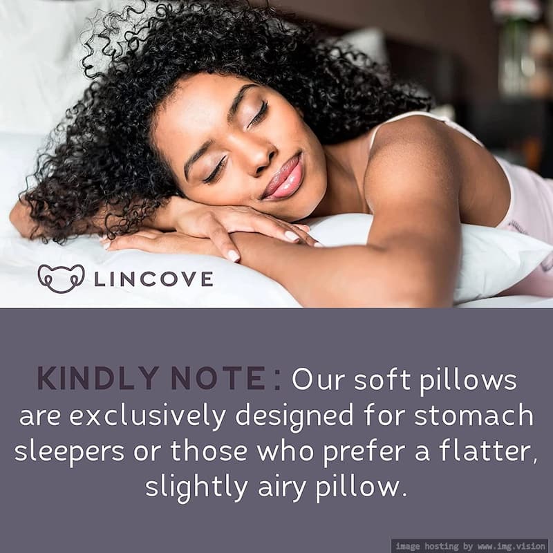 Lincove Bamboo Pillow - Luxury Hotel Quality Temperature Regulating Bamboo Pillow for Stomach Sleepers Soft Pillow