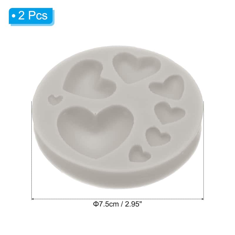 2PCS Polymer Clay Mold, Fondant Mold 8 Heart Mold Silicone Rose - Grey