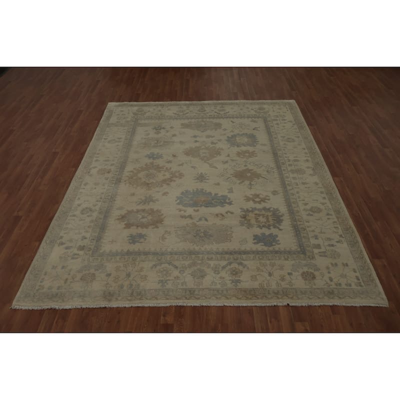 Hand Knotted Oriental 100% Wool Carpet Transitional All-Over Beige & Ivories Oushak Area Rug - 10' 0'' X 8' 0''