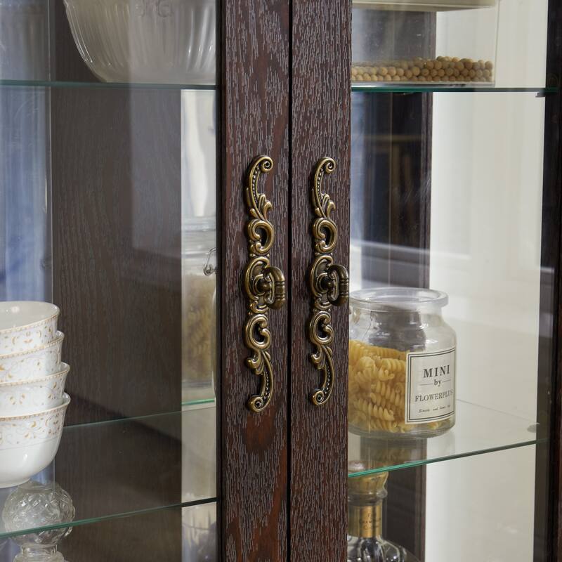 Elegant Lighted Glass Curio Cabinet,Includes Bulb