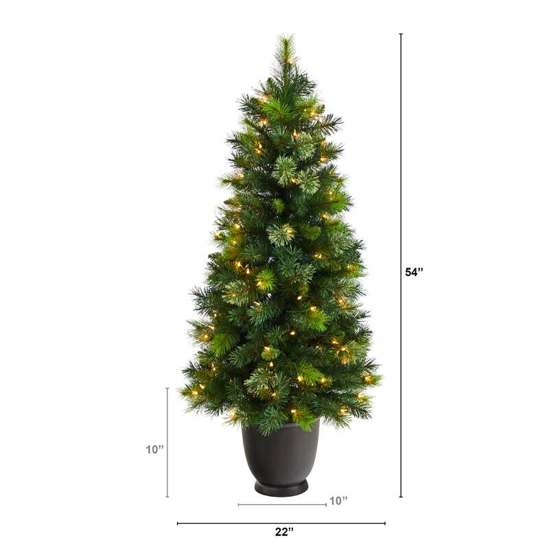 4.5’ Pre-Lit Potted Artificial Christmas Tree, Clear Lights - 4.5 Foot