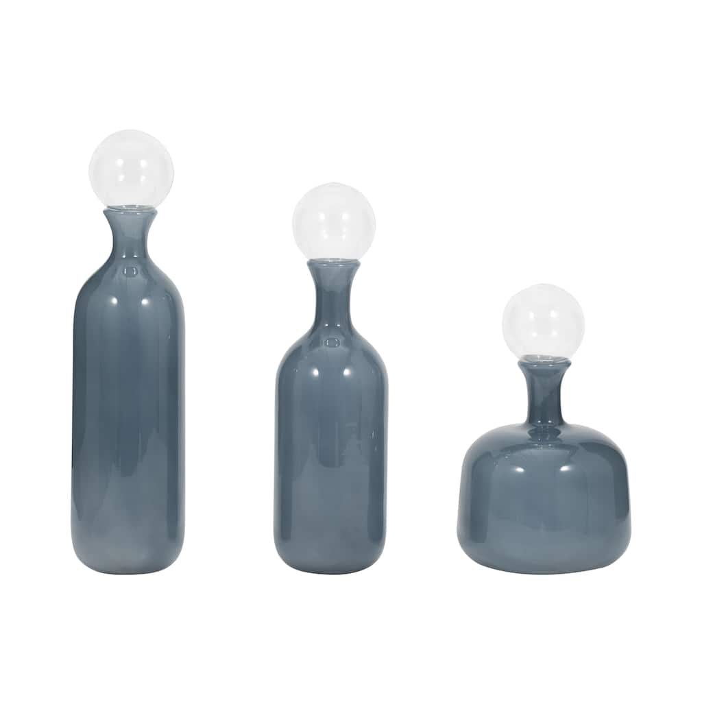 Sagebrook Home Modern Glass Vases with Artistic Swirl Design, Elegant Decorative Accent Set of 3