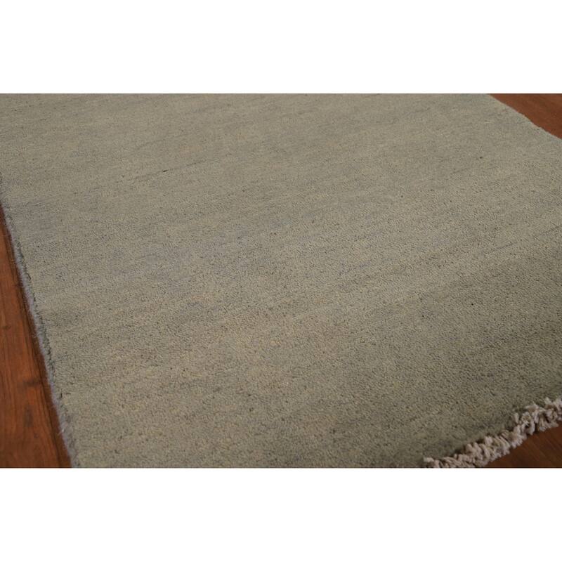 Modern Tribal Gabbeh Oriental Rug Handmade Green Wool Carpet - 2'9" x 4'0"