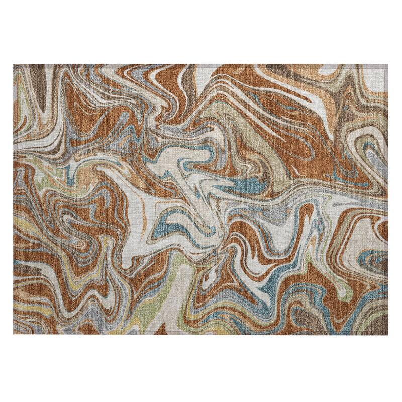 Machine Washable Indoor/ Outdoor Contemproary Fusion Chantille Rug