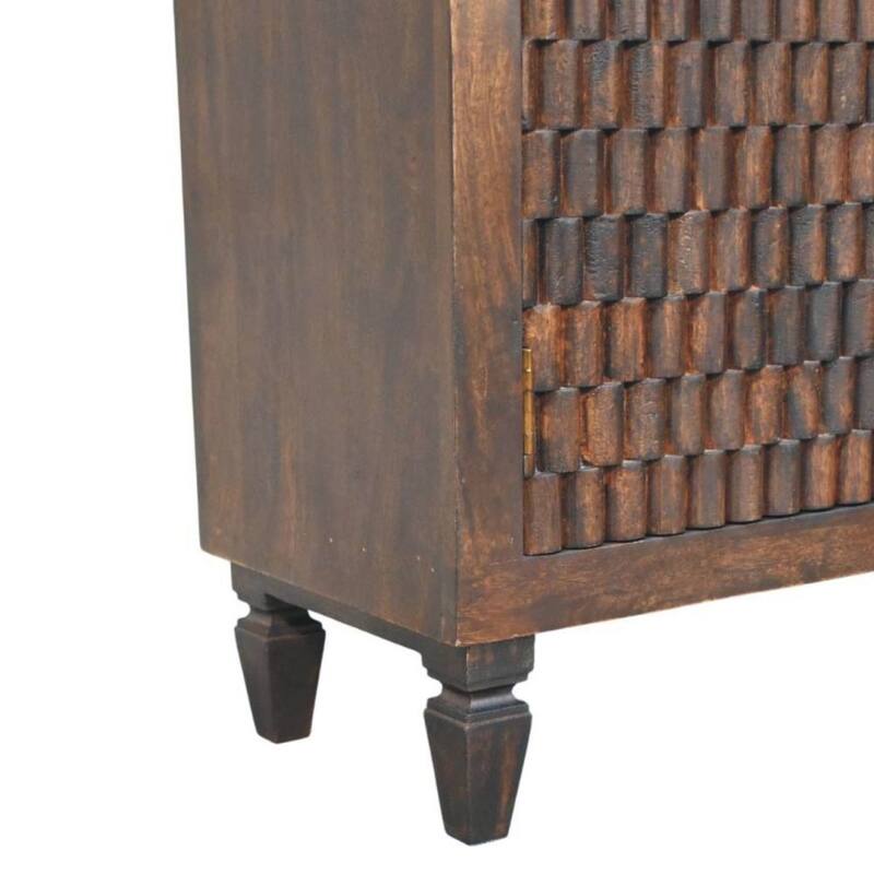 Artisan Furniture Solid Wood Vesta Textured Cabinet, Brown, 2-Doors