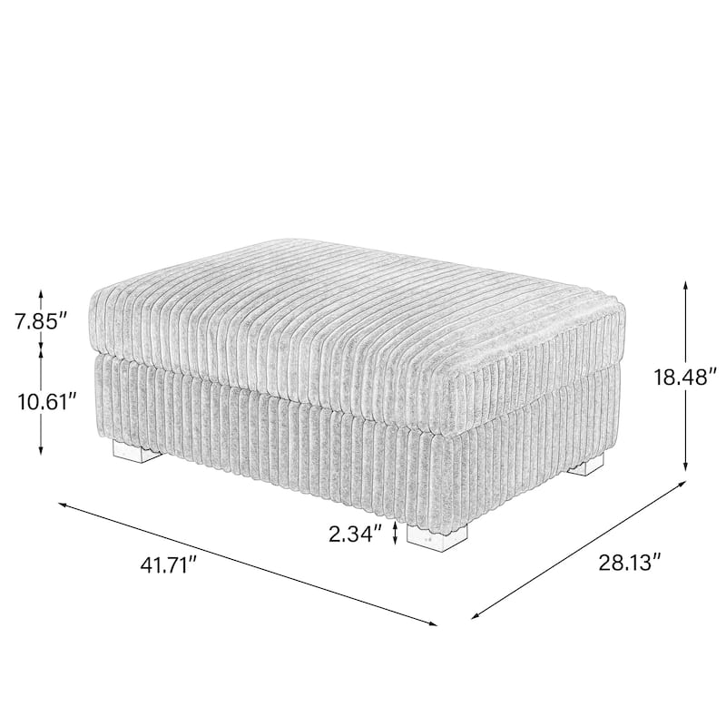 Modern Overise Plush Corduroy Ottoman With Wood Leg