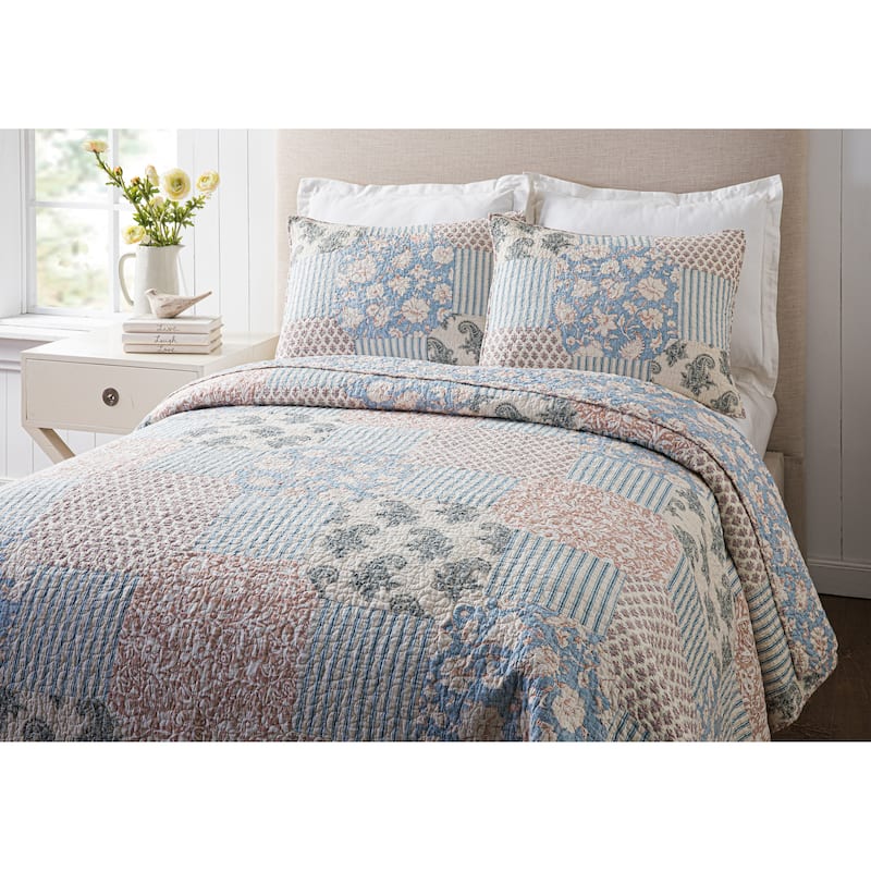 Mary Jane's Home Provencal Rose 3 Pieces Quilt Set