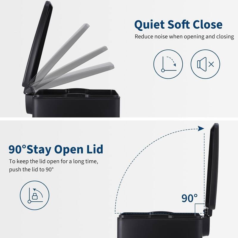 12 Gal Slim Kitchen Trash Can, Garbage Can for Kitchen, Bathroom Narrow Spaces