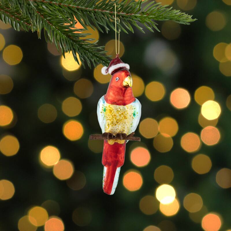 6.5" Tropical Bird Glass Christmas Ornament