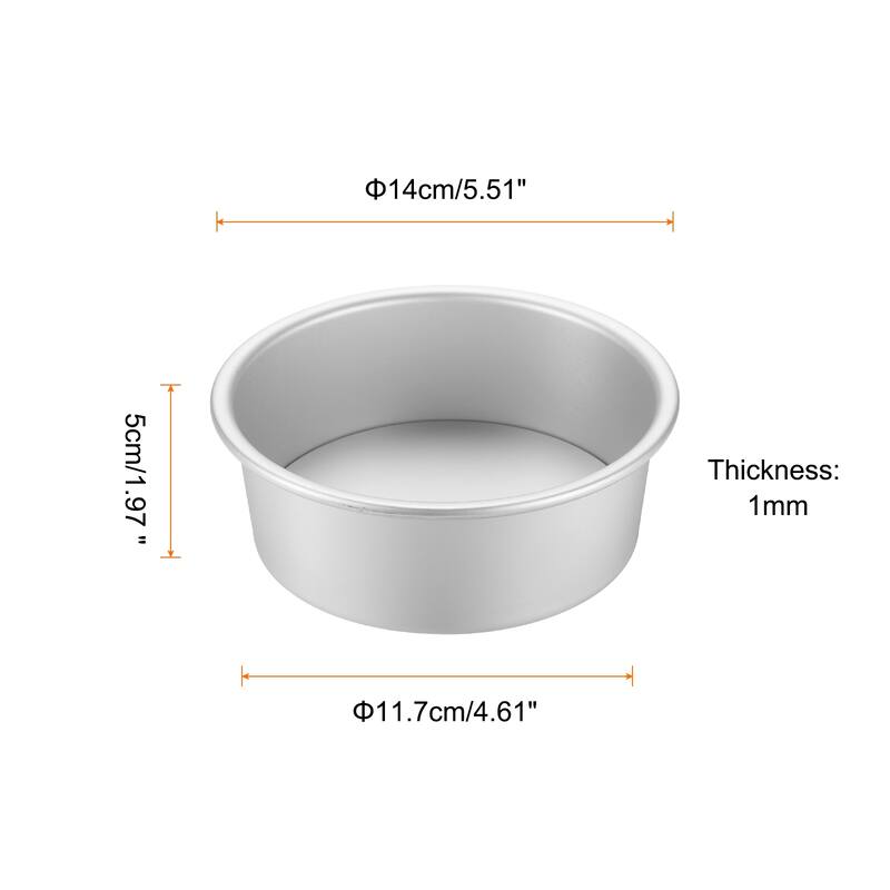 2Pcs Round Cake Pan with Removable Loose Bottom Anodized Aluminum Baking Pan - Silver Tone - 5"