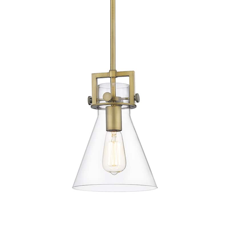 Innovations Lighting 411-1SS-11-8 Newton Cone Pendant Newton Cone 8" - Brushed Brass / Clear