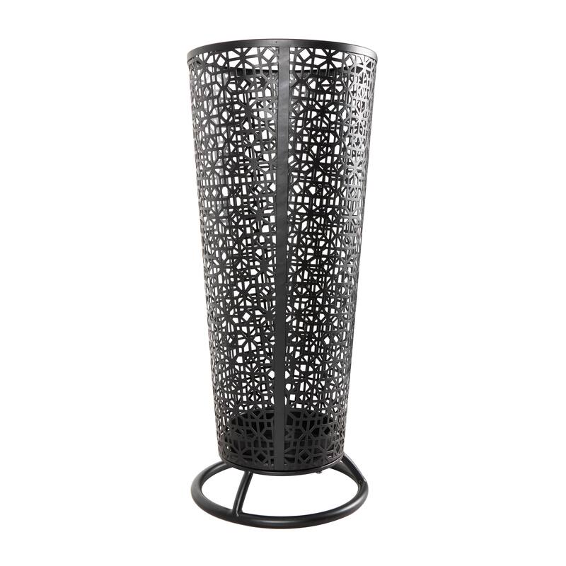 Black Metal Cone Shaped Geometric Umbrella Stand with Circular Ring Base