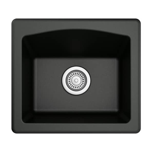 slide 41 of 45, Karran Drop-in or Undermount Quartz Single Bowl Kitchen Sink Black