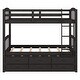 preview thumbnail 8 of 14, Twin over Twin Bunk Bed Wood Frame Guardrail Bed with Trundle Bed and Three Storage Drawers for Kids Teens
