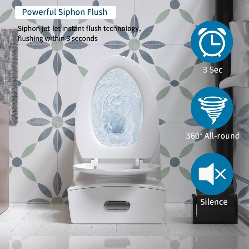1.1/1.6 GPF Tornado Flush One-Piece Toilet for bathrooms,Siphonic S-trap 12",Elongated Bowl,Chair Seat ADA Height 17"