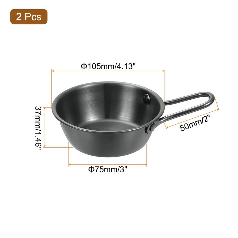 2 Pcs Korean Traditional Wine Bowls, Stainless Steel Rice Wine Cup - Black - 4.13 Inch