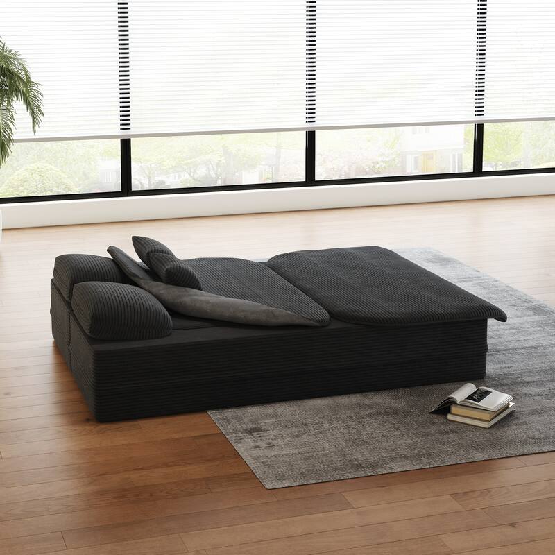 Convertible Sleeper Foam Sofa Bed with Multi Functional Blanket