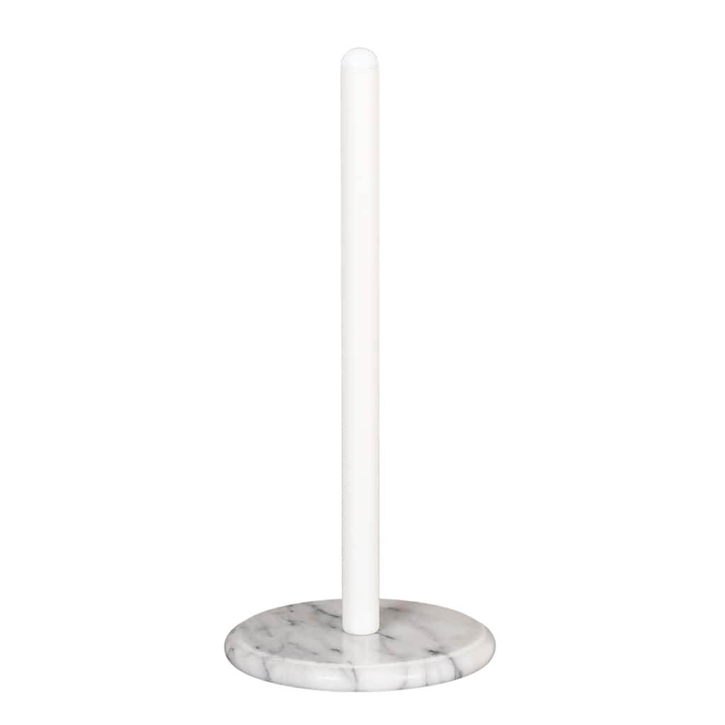 Creative Home White Marble Paper Towel Holder with White Metal Pole