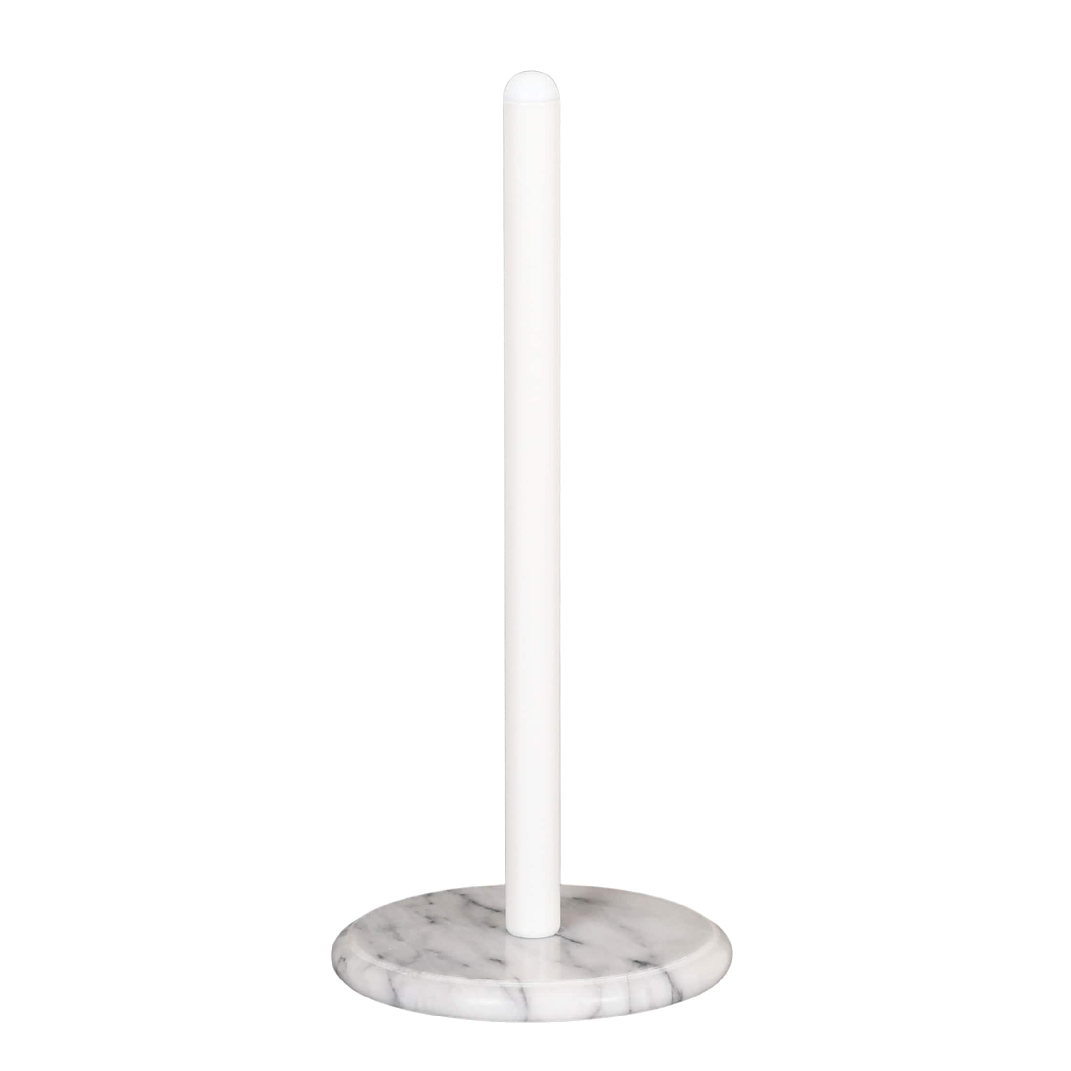 Creative Home White Marble Paper Towel Holder with White Metal Pole