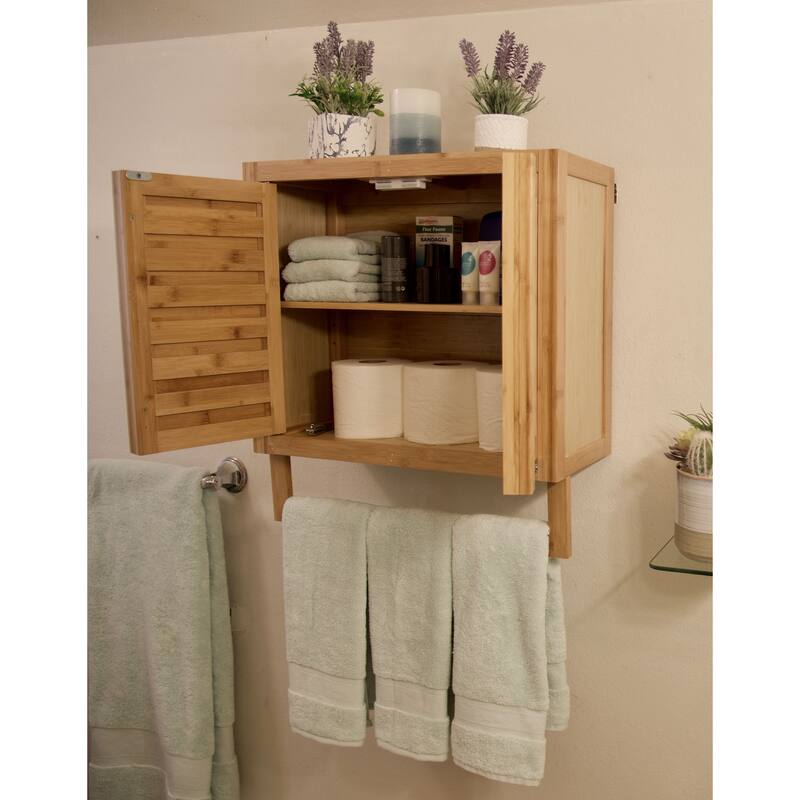 Porch & Den Burning Tree Solid Bamboo 2-door Wall Mount Spa Cabinet