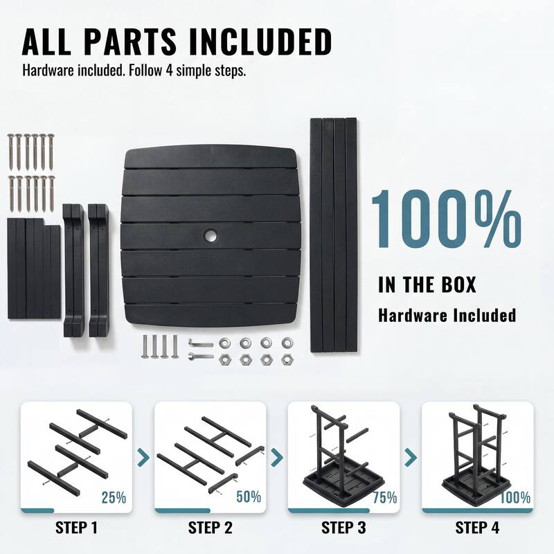 HDPE Poly Lumber Bar Height Patio Table, All-Weather Outdoor High Top Bistro Table, Slatted Top, Easy Assembly