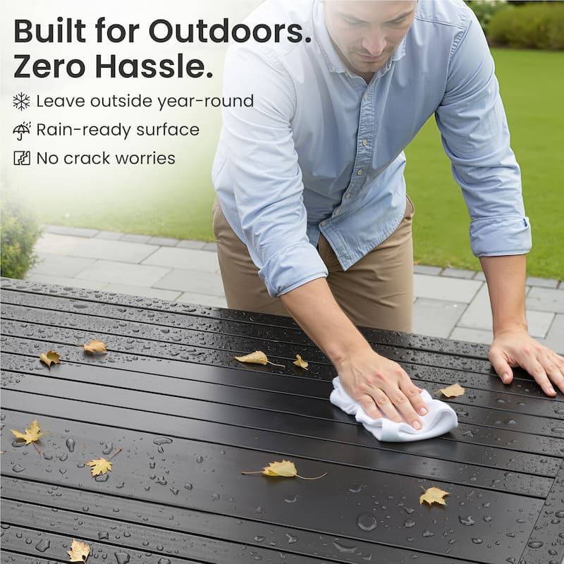 Outdoor All-weather Aluminum Patio Rectangular Dining Table for 10-14 Person