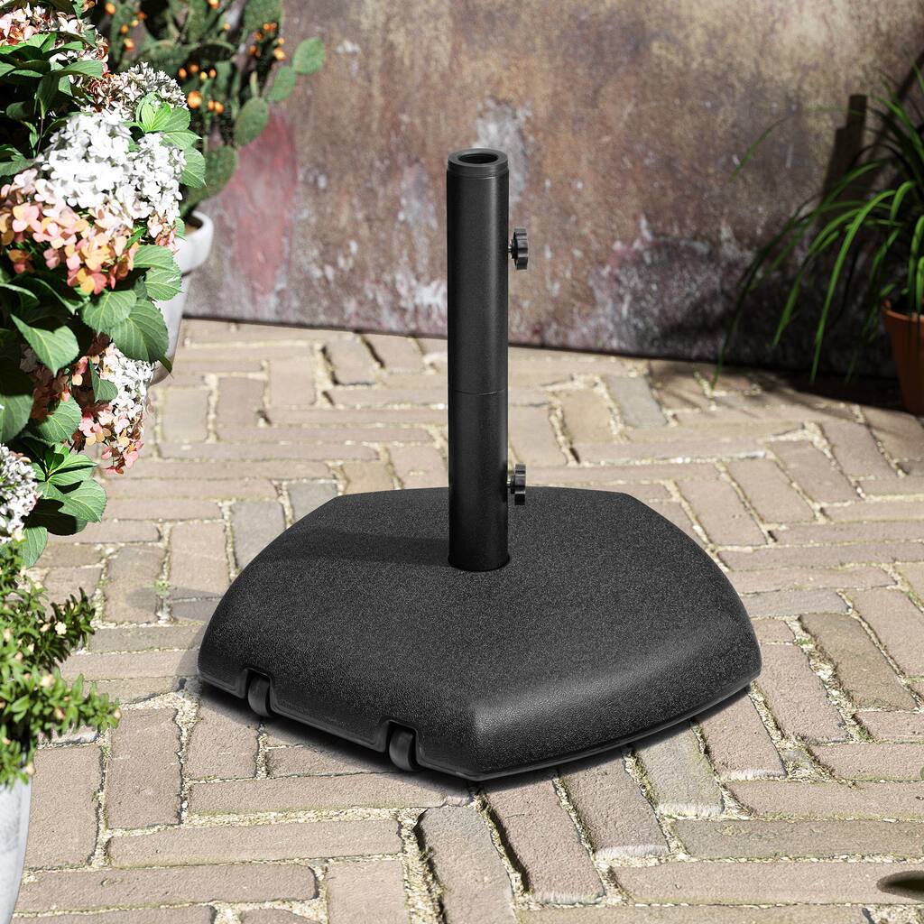 Crestlive Products 62 lb Black Patio Market Umbrella Cement Base with wheels - Overall Height: 19.2" H