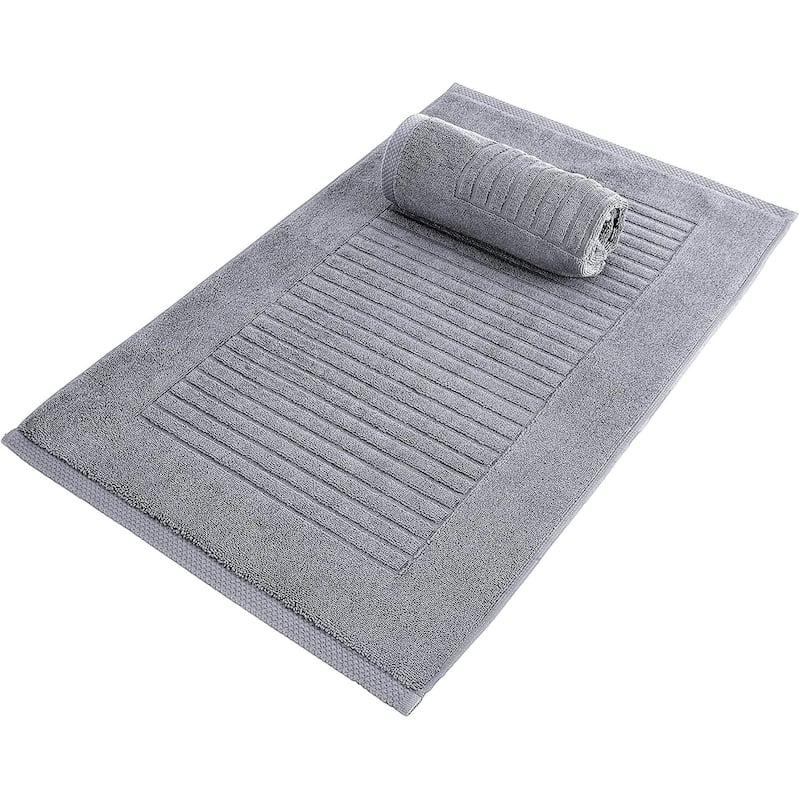 Brampton Plush Absorbent Non-Slip Cotton Bath Mat Set of 2 - Grey