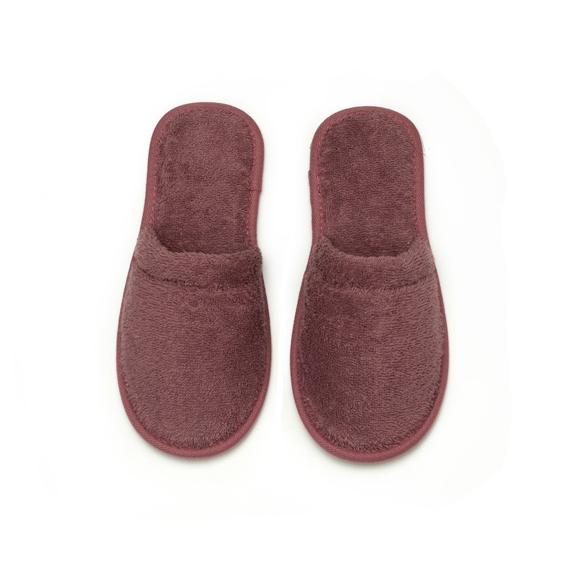 Women's Terry Cotton Spa Bath Slippers - Plum - Small