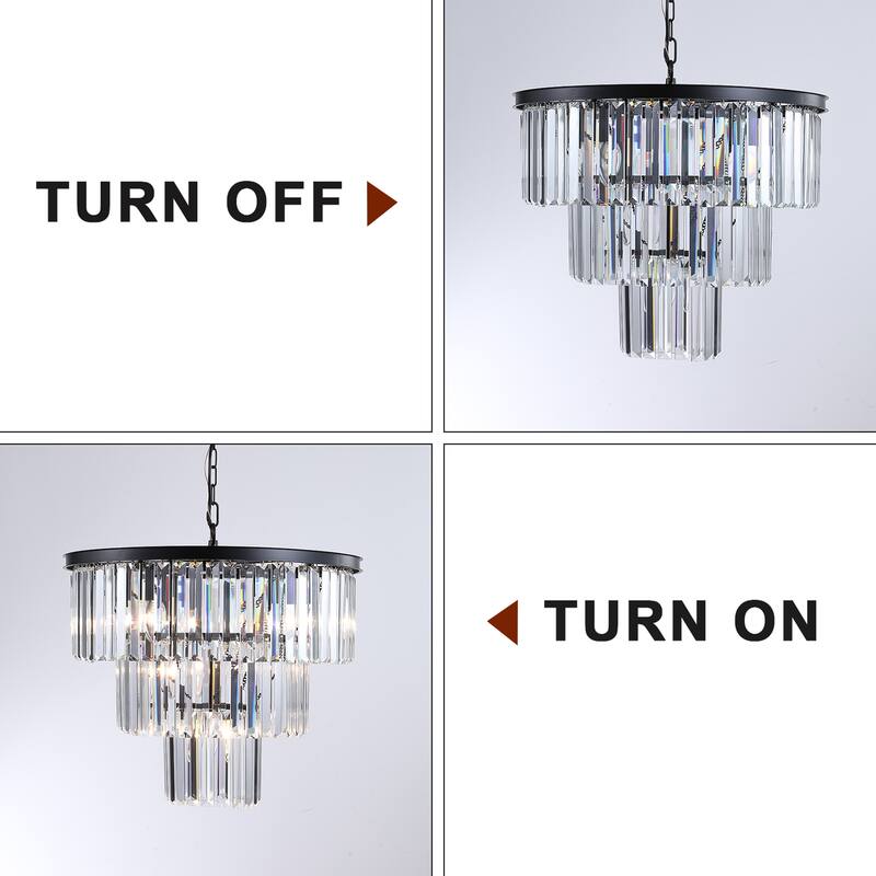 Black Crystal Chandeliers Ceiling Lighting for Bedroom Kitchen Island