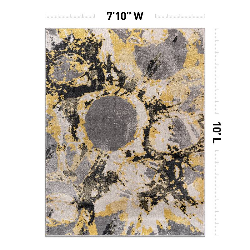 World Rug Gallery Contemporary Abstract Circles Black Area Rug