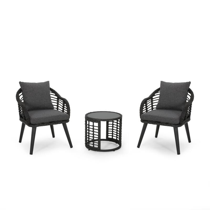 Tatiana Outdoor 3-piece Boho Wicker Chat Set by Christopher Knight Home